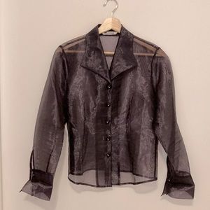 Vintage Nygard Sheer Blouse. Deep Plum Satiny finish . S/M